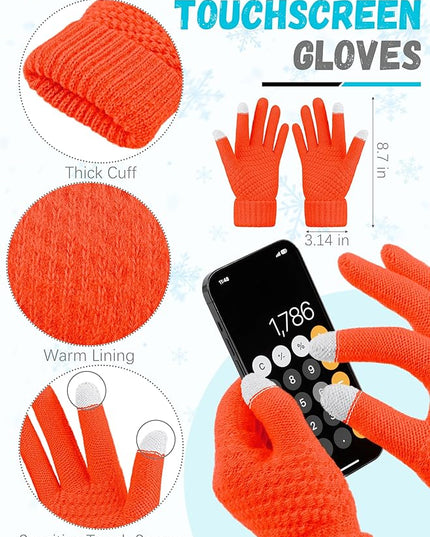 Winter Beanie Hat Scarf Gloves, Warm Fleece Knit Hats Touch Screen Gloves Neck Scarf Set Winter Gifts for Unisex Adult