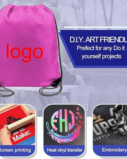 BeeGreen Drawstring Backpack Bags 20,30,50 Packs Reflective String Bags for Gym Sport Trip Cinch Sack DIY for Women Men