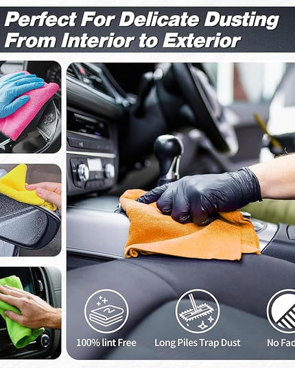 FIXSMITH Shop Towels, Microfiber Cleaning Cloth Bulk, 24 Pack Microfiber Towels for Cars, All-Purpose Absorbent Cleaning Rags, Dust Cloth for Automotive, Mechanic, Garage, Bar, 11.5 x 11.5 inch