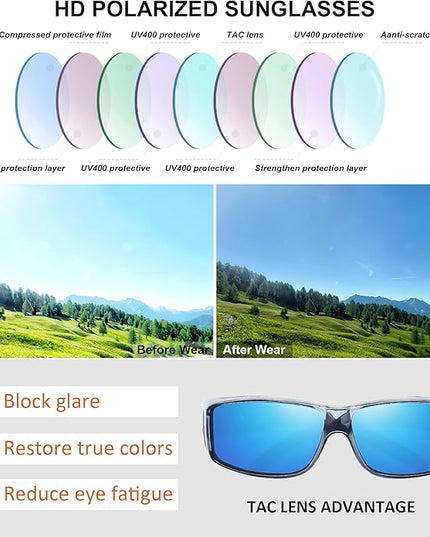 MEETSUN Fit Over Glasses Sunglasses for Men Women,Wrap Around Sunglasses Polarized UV400 Protection