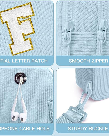 Viverte Small Corduroy Sling Bag Initial Crossbody Bag Fanny Pack for Girls Personalized Birthday Gifts for Teen Girls Gifts
