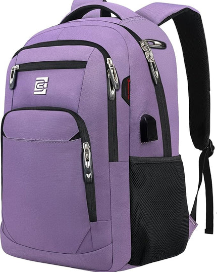 Laptop Backpack,Business Travel Anti Theft Slim Durable Laptops Backpack with USB Charging Port,Water Resistant College Computer Bag for Women & Men Fits 15.6 Inch Laptop and Notebook-Purple