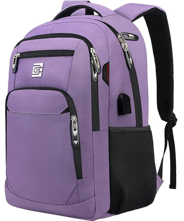 Laptop Backpack,Business Travel Anti Theft Slim Durable Laptops Backpack with USB Charging Port,Water Resistant College Computer Bag for Women & Men Fits 15.6 Inch Laptop and Notebook-Purple
