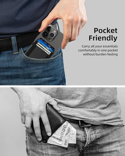 ExtreLife For Magsafe Wallet, Strongest Magnetic Wallet for iPhone 17/16/15/14/13/12 Series, for Magsafe Card Holder with 2 Card Slots, RFID Blocking, Vegan Leather, Hold 7 Cards, Slim, Black