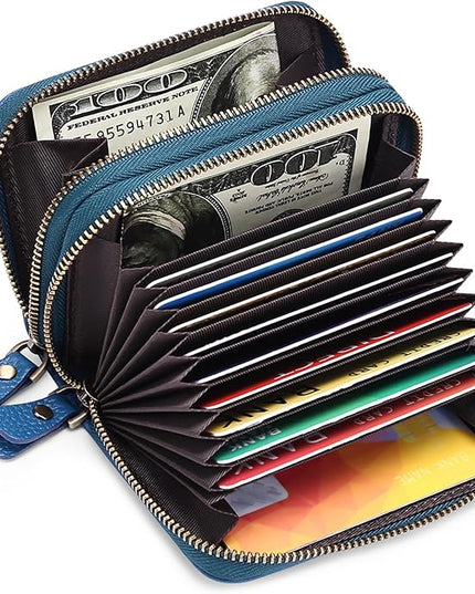 GOIACII Small Genuine Leather Wallet for Women, RFID Blocking Credit Card Holder Wallet