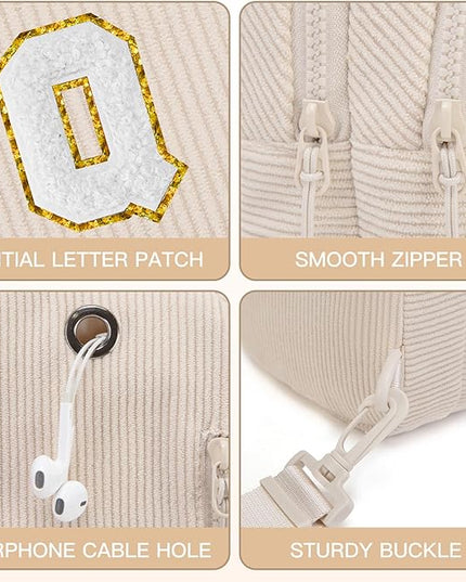 Viverte Small Corduroy Sling Bag Initial Crossbody Bag Fanny Pack for Girls Personalized Birthday Gifts for Teen Girls Gifts