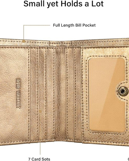 Lavemi Ultra Thin Small Compact Leather Womens Girls Wallets RFID Blocking Credit Card Holder for Women