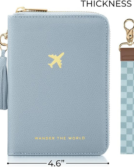 Beautiful Passport Holder for Travel with Wristlet Strap - All-in-One Wallet for Women with Card Slots and Tassel Keychain - Perfect Case to Keep Your Travel Documents Organized & Safe