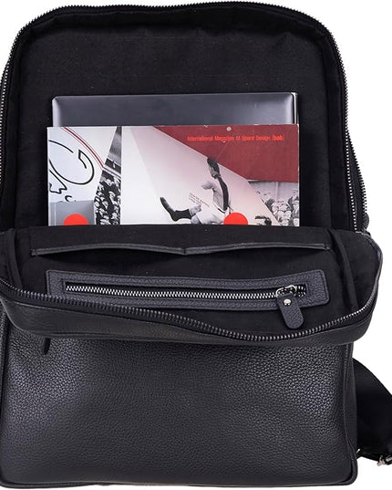 Osceola Genuine Leather Laptop Backpack for Men & Women, Handmade Leather Backpack Fits 16 Inch Laptop (Black)