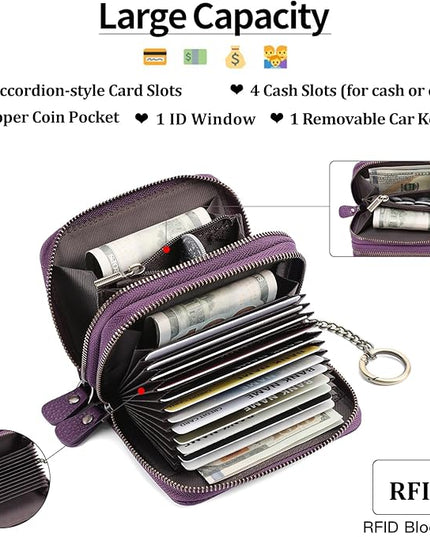 GOIACII Small Genuine Leather Wallet for Women, RFID Blocking Credit Card Holder Wallet