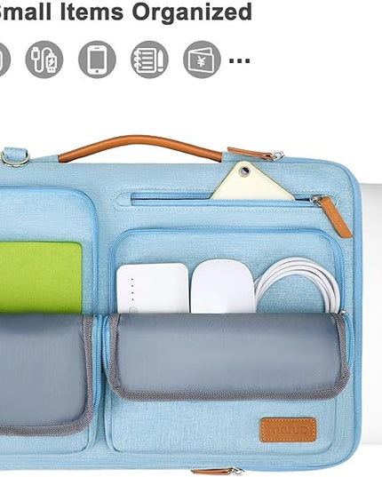 MOSISO 360 Protective Laptop Shoulder Bag,15-15.6 inch Computer Bags Compatible with MacBook Pro 16 inch, HP, Dell, Lenovo, Asus Notebook,Side Open Messenger Bag with 4 Zipper Pockets, Air Blue