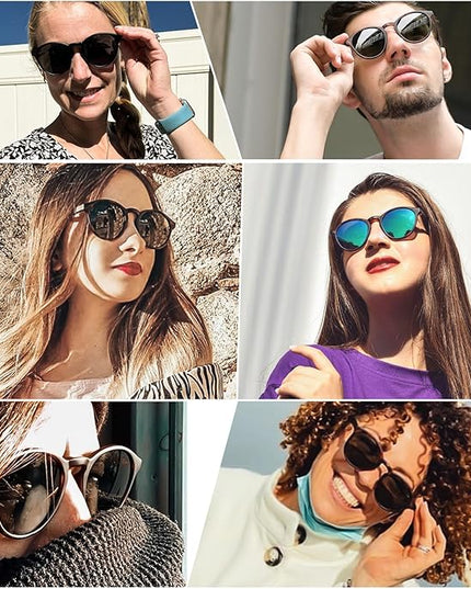 SUNGAIT Classic Vintage Round Polarized Sunglasses for Women Men Retro Style UV400
