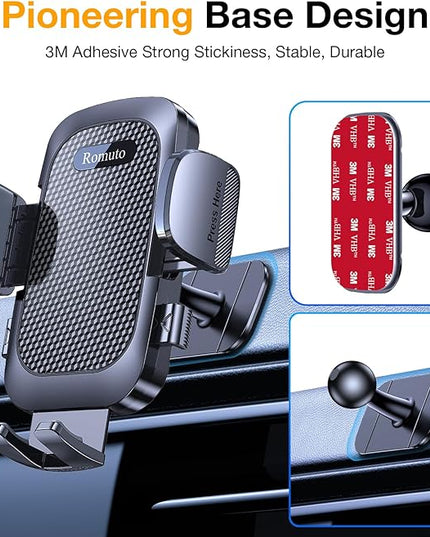Romuto Car Phone Holder Mount【Super Suction】 Cell Phone Mount Phone Holders for Your Car Accessories for Women Men Dashboard/Windshield/Vent/Wall Shower Mounts Truck Stand for iPhone Samsung