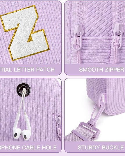 Viverte Small Corduroy Sling Bag Initial Crossbody Bag Fanny Pack for Girls Personalized Birthday Gifts for Teen Girls Gifts