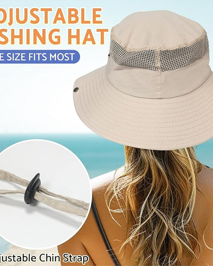 PFFY Sun Bucket Hats for Men Women 3” Wide Brim UPF 50+ Fishing & Beach Hat