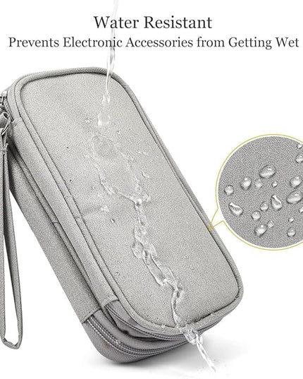 Electronic Organizer Bag, Waterproof Portable Electronic Organizer Travel Accessories Cable Bag Universal Cord Storage Case for CableCord Storage Double Layer - Gray, Large