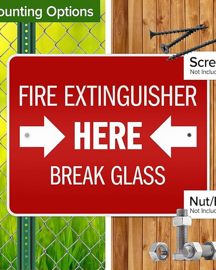 Fire Extinguisher Here Break Glass Sign, 24x30 Inches, 3M EGP Reflective .080 Aluminum, Fade Resistant, Made in USA by My Sign Center