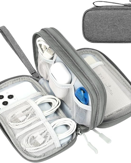 FYY Travel Cable Organizer Pouch Electronic Accessories Carry Case Portable Waterproof Double Layers All-in-One Storage Bag for Cord, Charger, Phone, Earphone Dark Grey