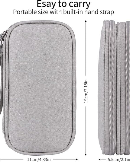 JIAKAI Travel Cable Organizer - Electronics Accessories Bag(Double Layer - Grey)