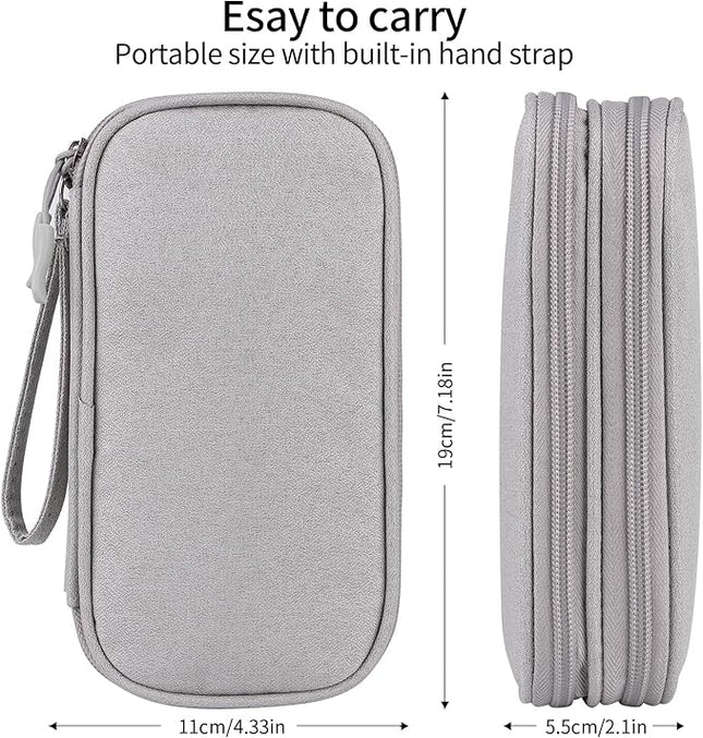 JIAKAI Travel Cable Organizer - Electronics Accessories Bag(Double Layer - Grey)