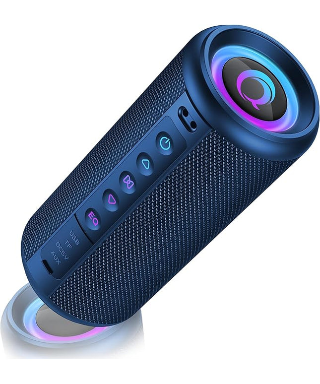 Portable Bluetooth Speaker, 2026 Bluetooth 5.4 Wireless Speaker with 20W HD Loud Stereo Sound, 20H Playtime, LED Lights, IP7, TWS Pairing, Built-in Mic, for Outdoor, Home, Beach, Party, Gift, Blue