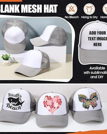 10 Pcs Sublimation Blank Trucker Hats Bulk Mesh Baseball Cap Polyester Mesh Trucker Hat for Men and Women