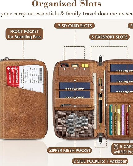 Fintie Family Passport Holder Wallet, RFID Blocking Travel Document Organizer Clutch Bag Credit Cards Case Cover for Women Men