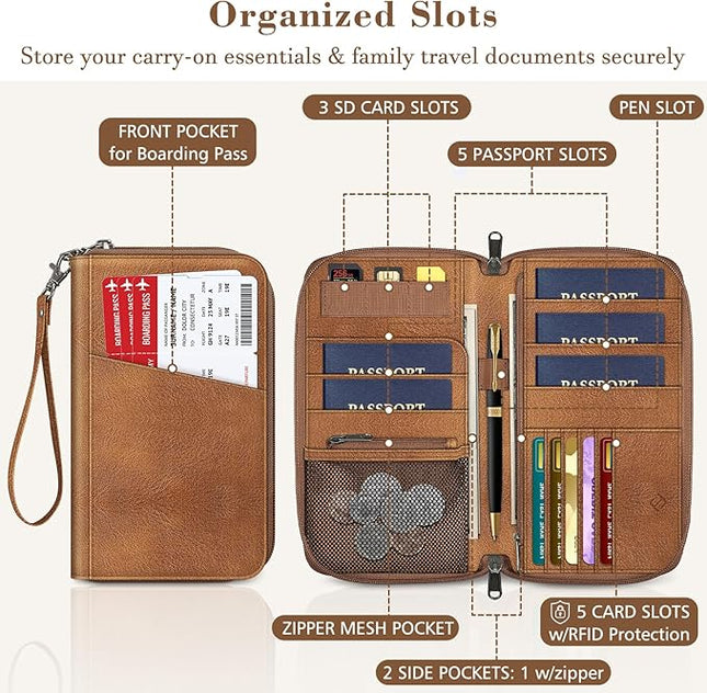 Fintie Family Passport Holder Wallet, RFID Blocking Travel Document Organizer Clutch Bag Credit Cards Case Cover for Women Men