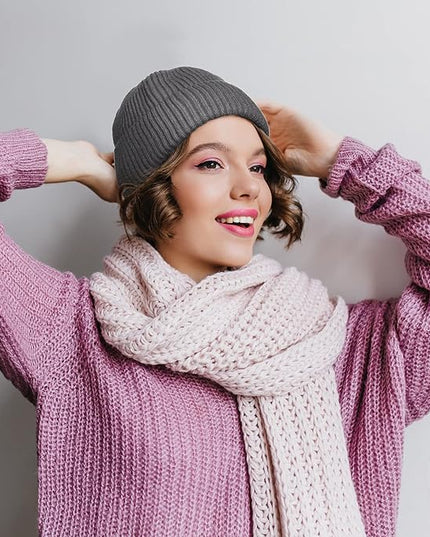 ROYBENS Wool Fisherman Beanie for Men Women, Knit Cuffed Fleece Lined Beanies Winter Warm Hat Skull Cap Unisex
