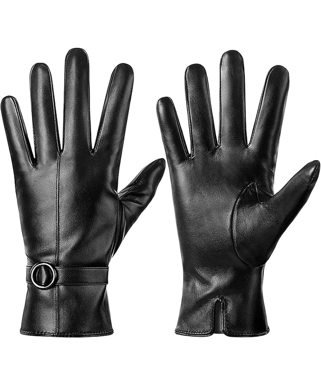 Dsane Womens Winter Leather Gloves Touchscreen Texting Warm Driving Lambskin Gloves for Christmas Gifts