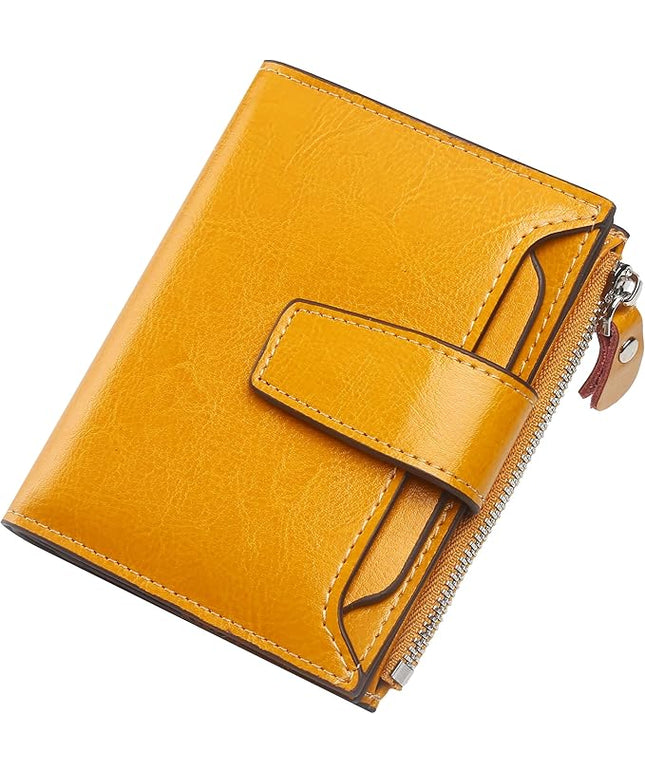 Lavemi Small Compact Women Wallet RFID Blocking Genuine Leather Bifold Purse with ID Windows