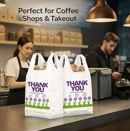 YoYoRain 800 Pack Purple T-Shirt Bags, 11"x6"x21" Plastic Carry Bags with Handles for Retail & Grocery Use