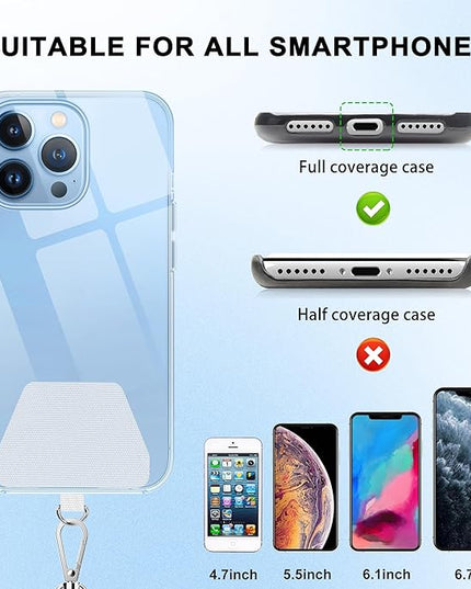 SHANSHUI Phone Lanyard, Crossbody Cell Phone Tether Pads Compatible with iPhone & All Smartphones in Full Cover Cases Black White
