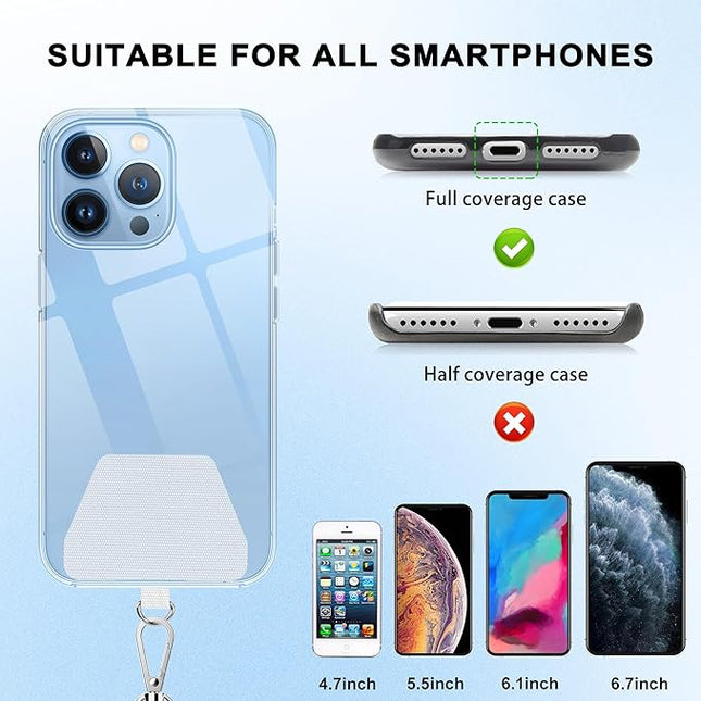 SHANSHUI Phone Lanyard, Crossbody Cell Phone Tether Pads Compatible with iPhone & All Smartphones in Full Cover Cases Black White