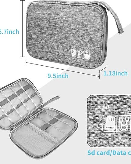 Electronics Organizer Travel Case,Electronic Accessories Storage Bag,Travel Cord Organizer Bag for Small Charging Cord Storage,Cables,2 Packs Black&Grey