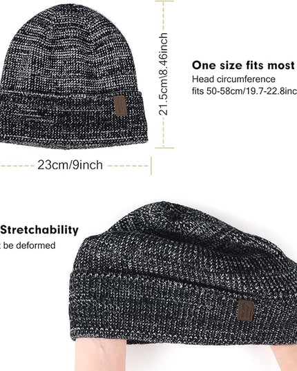 Wmcaps Winter Beanie for Men Women, Fleece Lined Beanie Soft Warm Knit Hat Ski Stocking Cuffed Cap