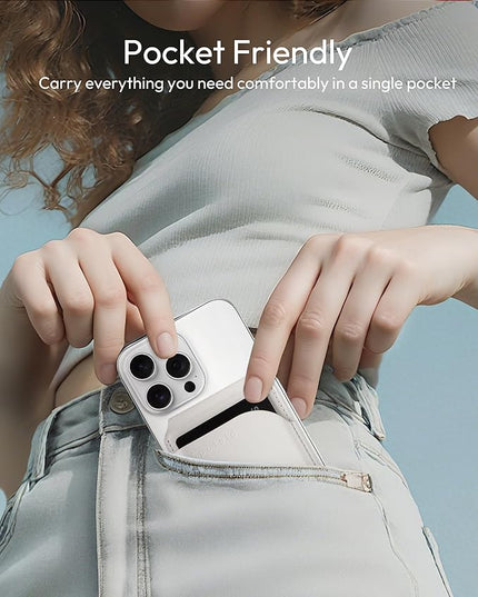 Magnetic Card Holder, White 3-Slots Slim Magnetic Wallet for iPhone with RFID Blocking, Adjustable iPhone Wallet Stand for iPhone 17/16/15/14/13/12/ Series, Not for iPhone 13 / 12mini
