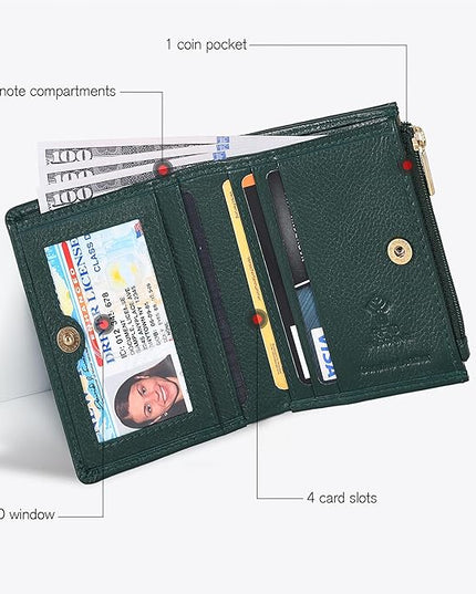 Oak Leathers Wallet For Women Full Grain Leather - Small RFID Coin Purse Credit Card & ID Holder for Ladies,Bifold Wallets for Teenager | Small, RFID, Coin Purse, for Ladies, for Teenager