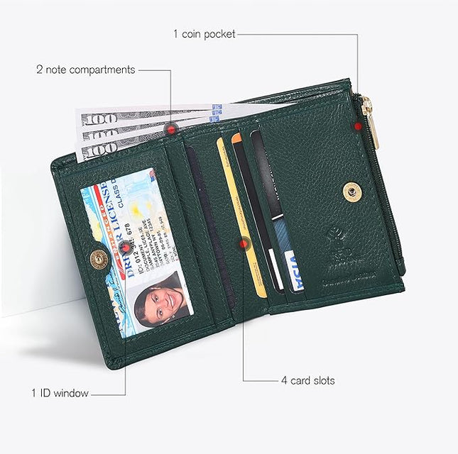 Oak Leathers Wallet For Women Full Grain Leather - Small RFID Coin Purse Credit Card & ID Holder for Ladies,Bifold Wallets for Teenager | Small, RFID, Coin Purse, for Ladies, for Teenager