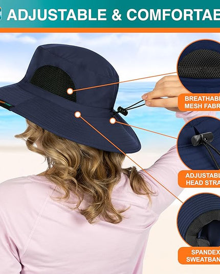 SUN CUBE Wide Brim Sun Hat Men Women, Fishing Hats Sun UV Protection, Mens Hiking Bucket Hat Safari Beach Boonie, UPF 50+