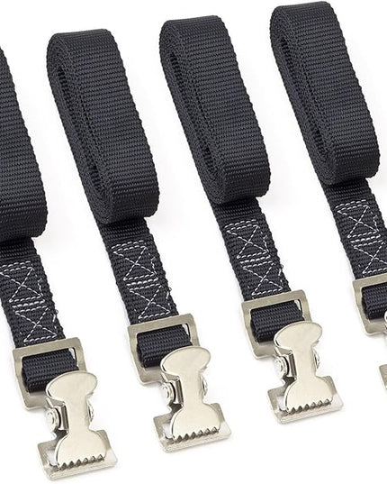 PowerTye 1in x 4ft Utility Lashing Strap - Made in USA - 150 lb. Working Load Limit / 450 lb. Breaking Strength - Black (4-Pack)