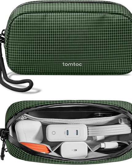 tomtoc Electronics Organizer Travel Case Performance, Water Resistant Bag Cable Tech Pouch Accessories, Carry Storage for Cord, Phone, Cables, Airpods, USB Flash Drive, Daily Items