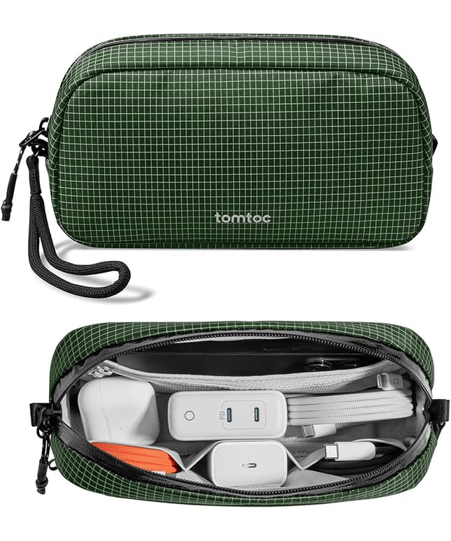 tomtoc Electronics Organizer Travel Case Performance, Water Resistant Bag Cable Tech Pouch Accessories, Carry Storage for Cord, Phone, Cables, Airpods, USB Flash Drive, Daily Items