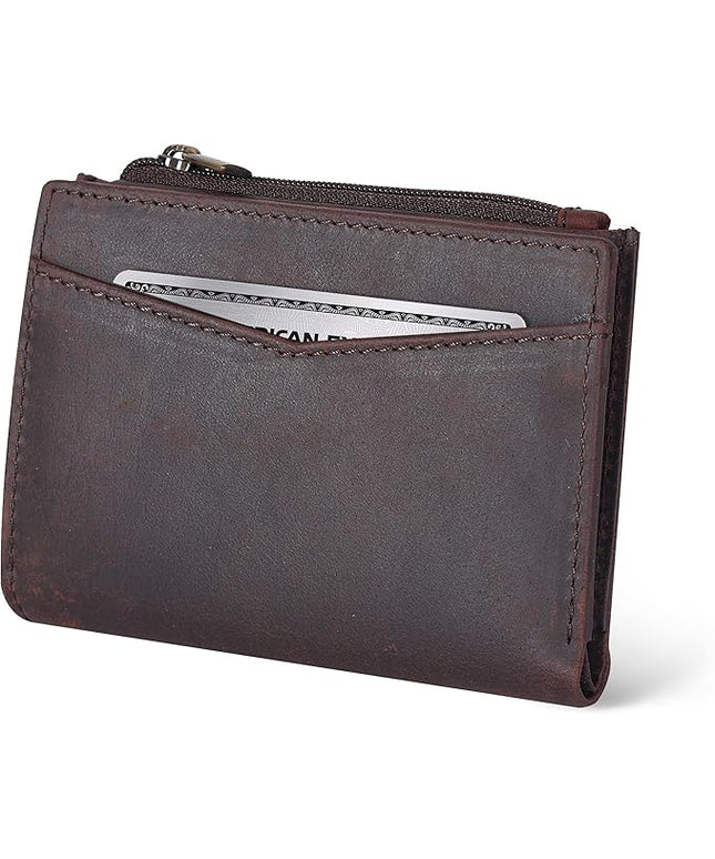 Oak Leathers Leather Wallet For Women - Small RFID Coin Purse Credit Card & ID Holder for Ladies, Gift for Women's, Bifold Wallets (Crazy Horse Brown)