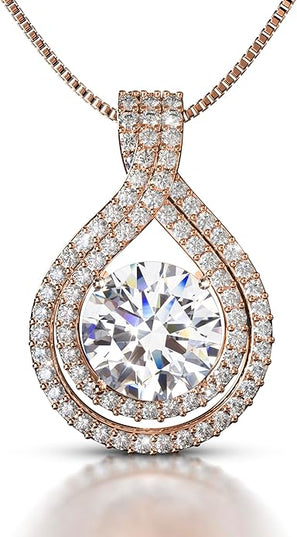 Platinum Plated Certified Moissanite Necklace for Women Gift for Her