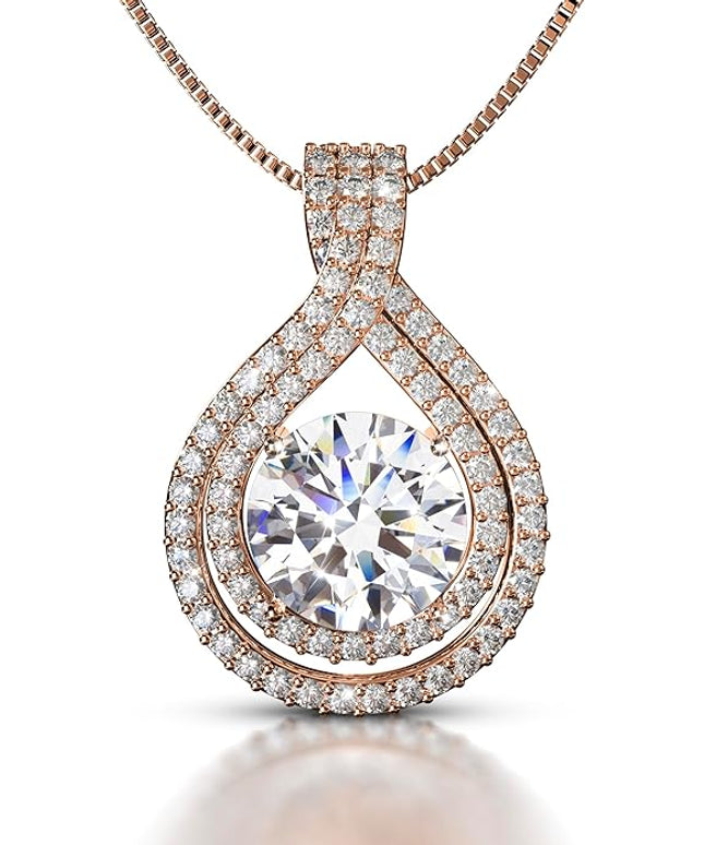 Platinum Plated Certified Moissanite Necklace for Women Gift for Her