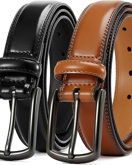 CHAOREN Leather Dress Belt Men 2 Pack - 1 3/8" Mens Belts for Work Business Casual Jeans