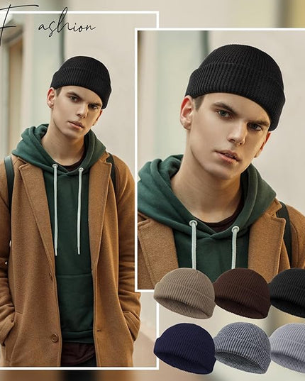 SATINIOR 6 Pieces Trawler Beanie Watch Hat Roll up Edge Skullcap Fisherman Beanie Unisex