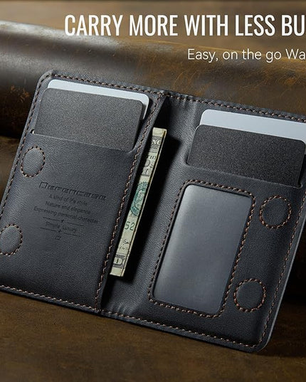 Defencase for Magsafe Wallet Magnetic Card Holder RFID Blocking, PU Leather Minimalist Phone Wallet for MagSafe Phones and Cases for iPhone 17/16/ 15/14/ 13/12/ Pro/Max/Plus/Air, Retro Black