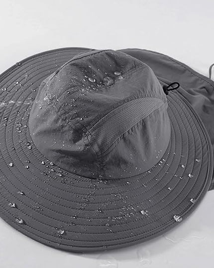 Home Prefer UPF 50+ Mens Wide Brim Fishing Hat with Neck Flap Sun Hat for Men Women Sun Protection Cap